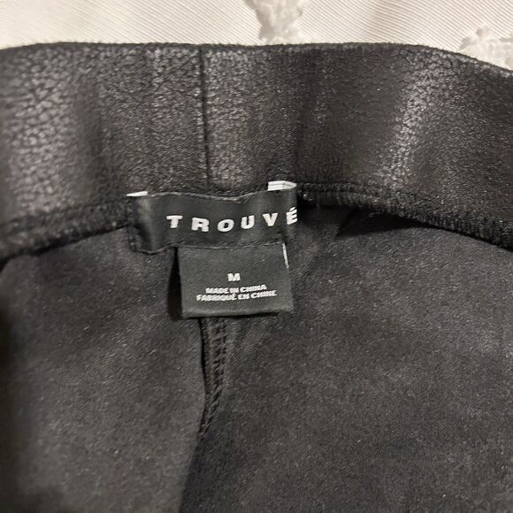 Trouve Faux Leather Black Leggings Womens Medium Pull On Stretch Pants High Rise - Picture 6 of 7